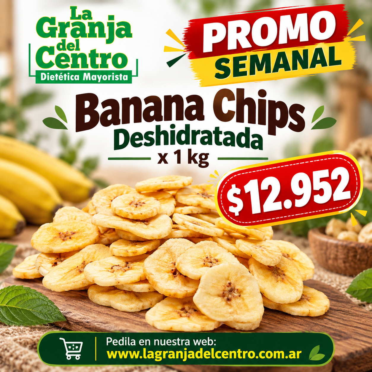 Ofertas y Promociones Banana Chips Deshidratada x 1 kg PROMO SEMANAL